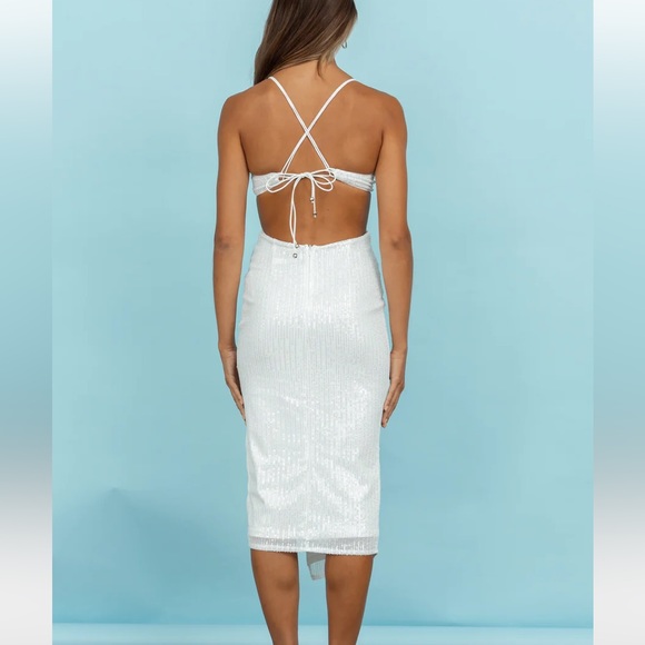 Hello Molly | VIBRANT NIGHT MIDI DRESS SEQUIN | white sequin| worn once | small - Picture 2 of 6